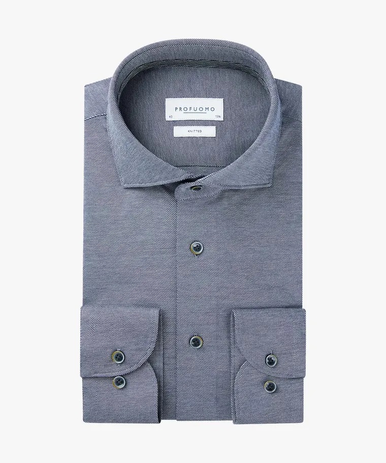 Profuomo mid blue knitted shirt